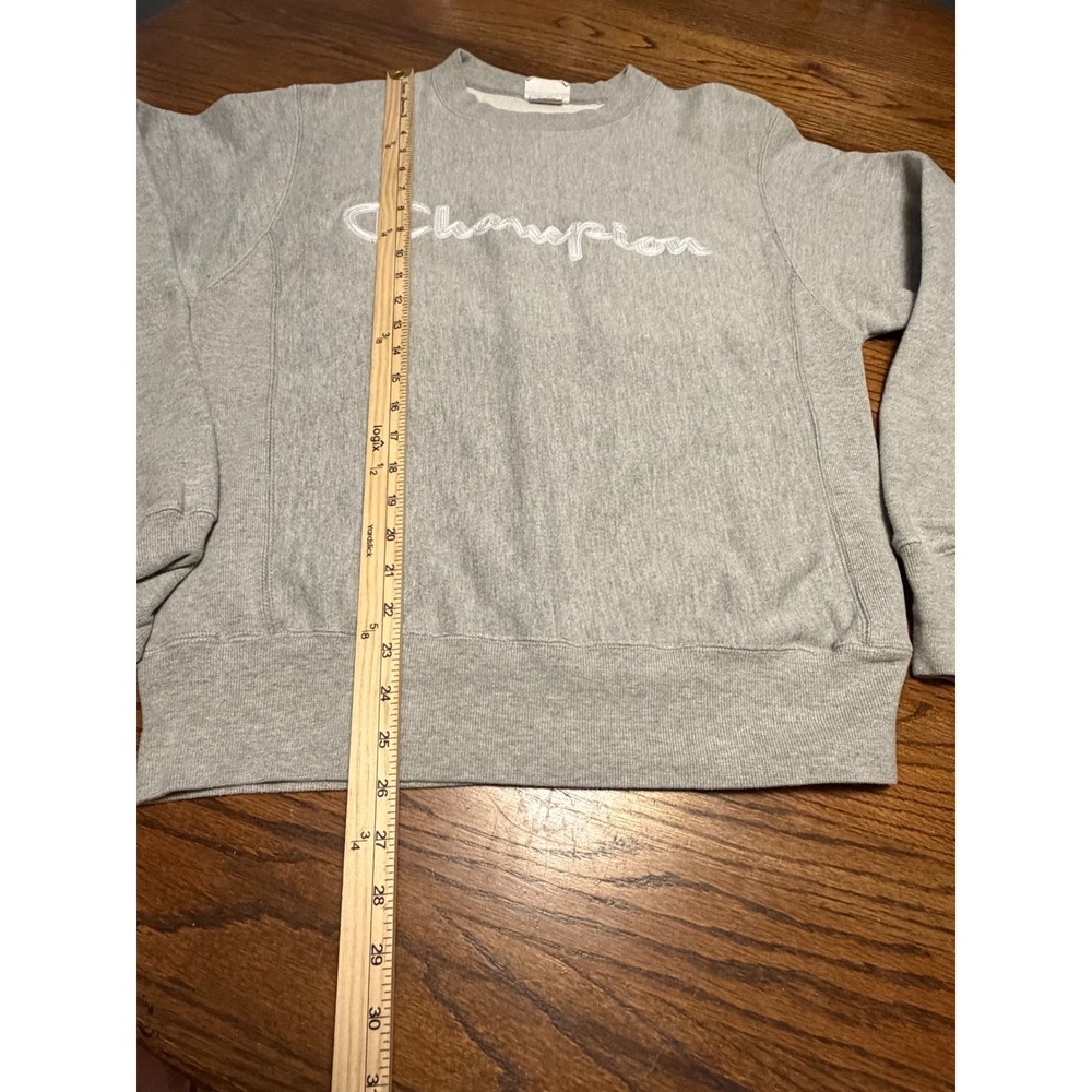 Champion Reverse Weave Sweatshirt Gray Script Logo Pullover Mens Small S - Picture 2 of 6